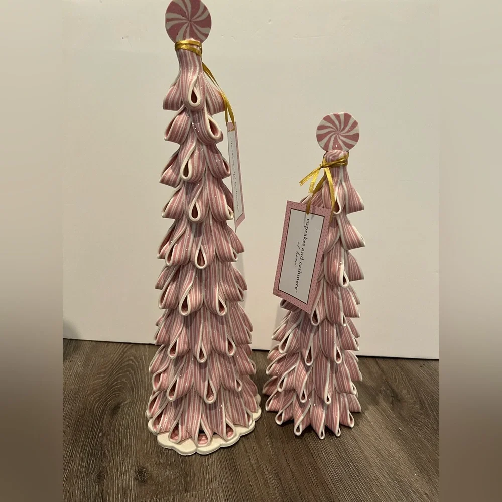 SOLD!!! Pretty Cupcakes and Cashmere Candy Striped Trees- Set of 2- NWT - Picture 3 of 6